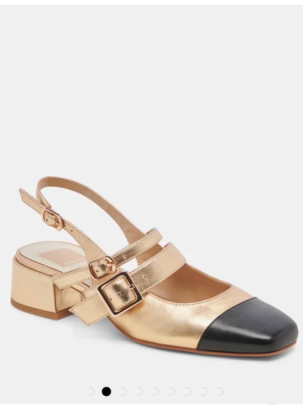 DOLCE VITA Crinkle Patent Leather Patsy Heels multi gold black cap top725 3j7 - Picture 4 of 15